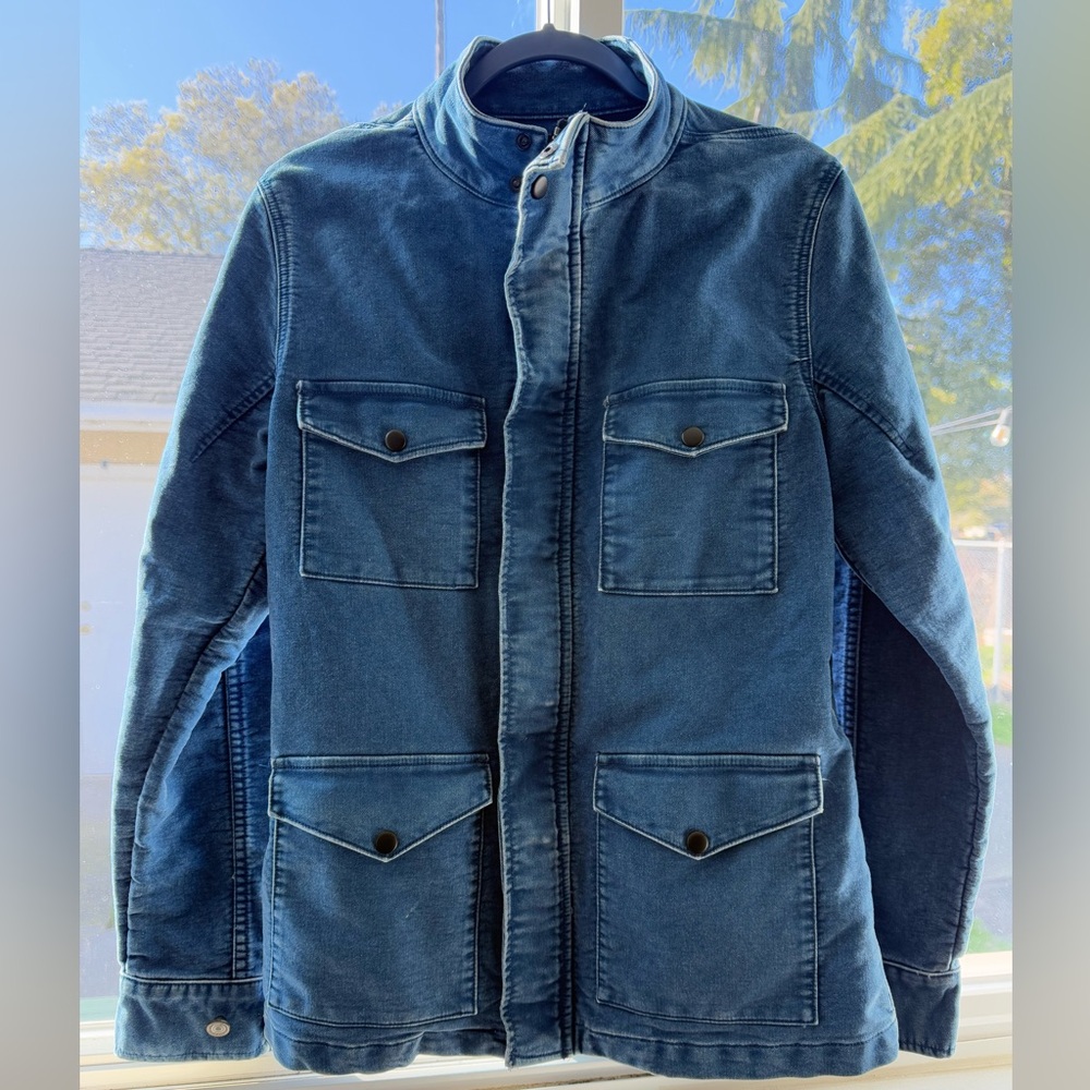 GUSTIN FIELD JACKET - INDIGO DYED MOLESKIN - PUMICE WASH.